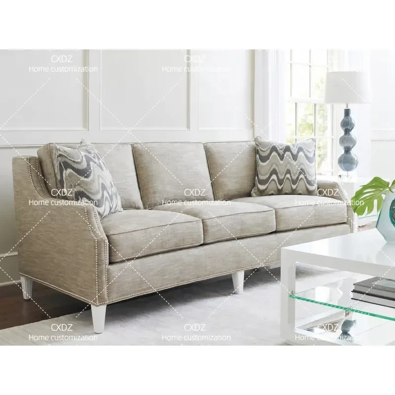 Simple Rural Minimalist Light Luxury Living Room Furniture Custom 3 Person Fabric Sofa Art Decoration