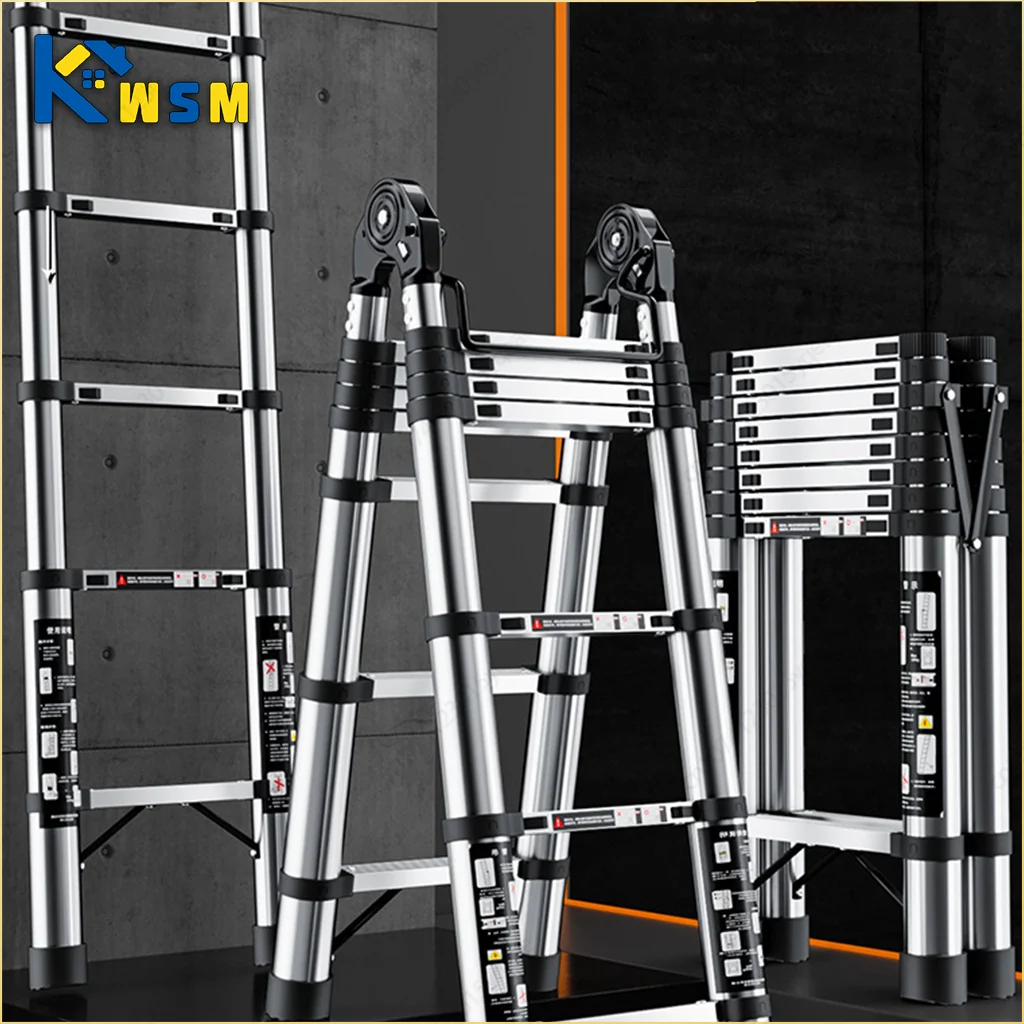 Stainless Steel Telescopic Ladder Multi Home Use Herringbone Ladder Portable Folding Ladder Bamboo Ladder Lifting Step Ladder