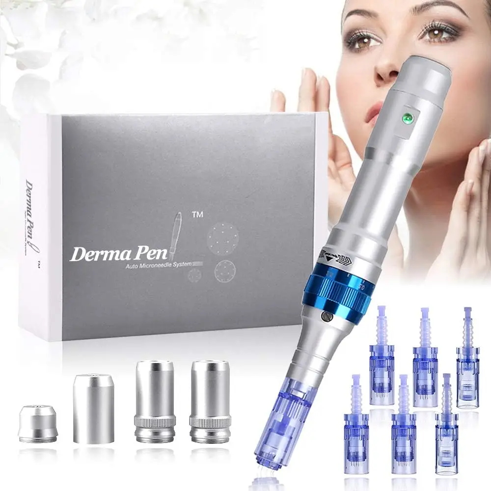 Pluma eléctrica de microagujas, Dermapen, Derma Roller, herramienta de reparación para el cuidado de la piel, arrugas, cicatrices de acné, estrías