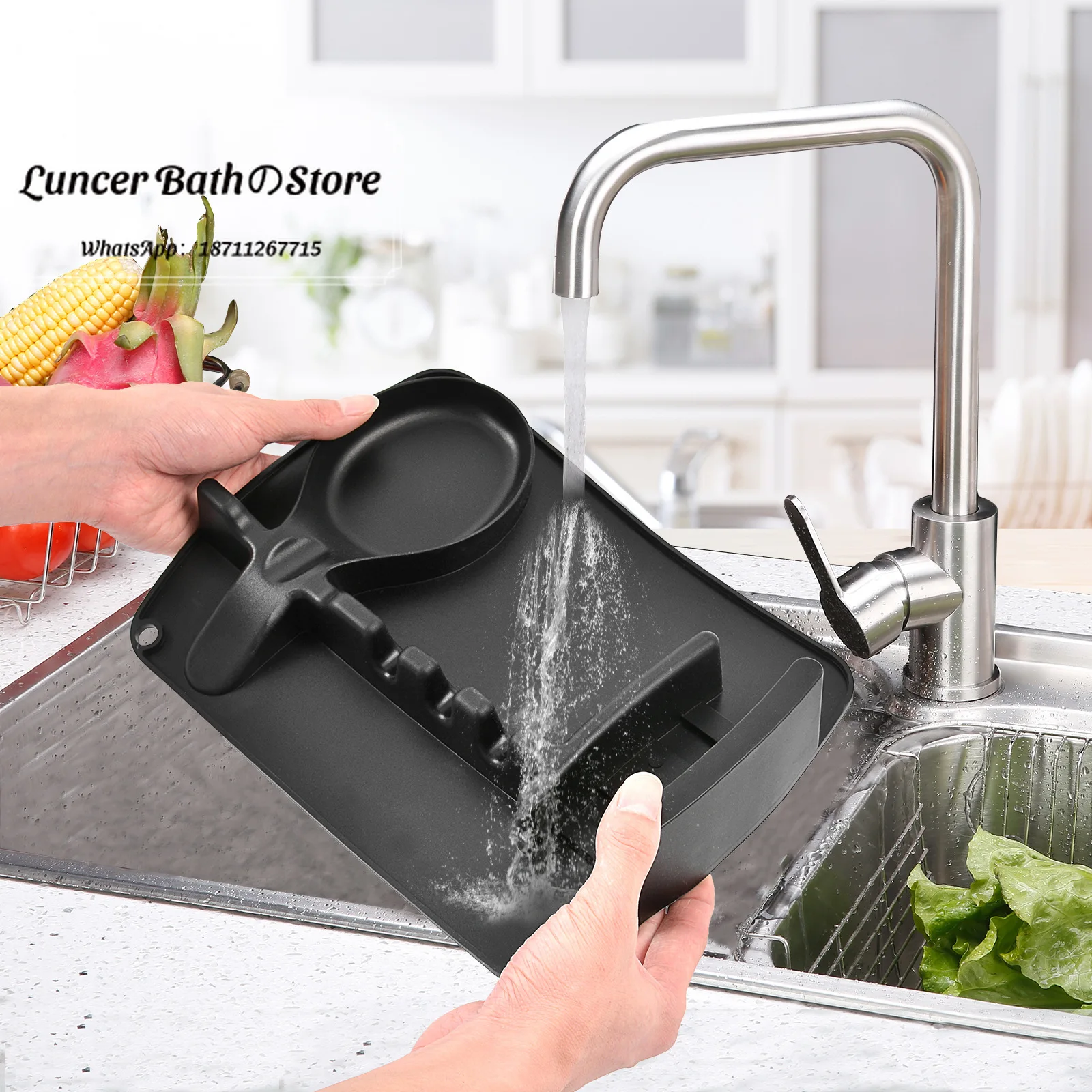 Storage rack Multifunctional kitchen supplies Silicone spoon rest pad Anti-fouling drain spatula Spoon pad Tableware