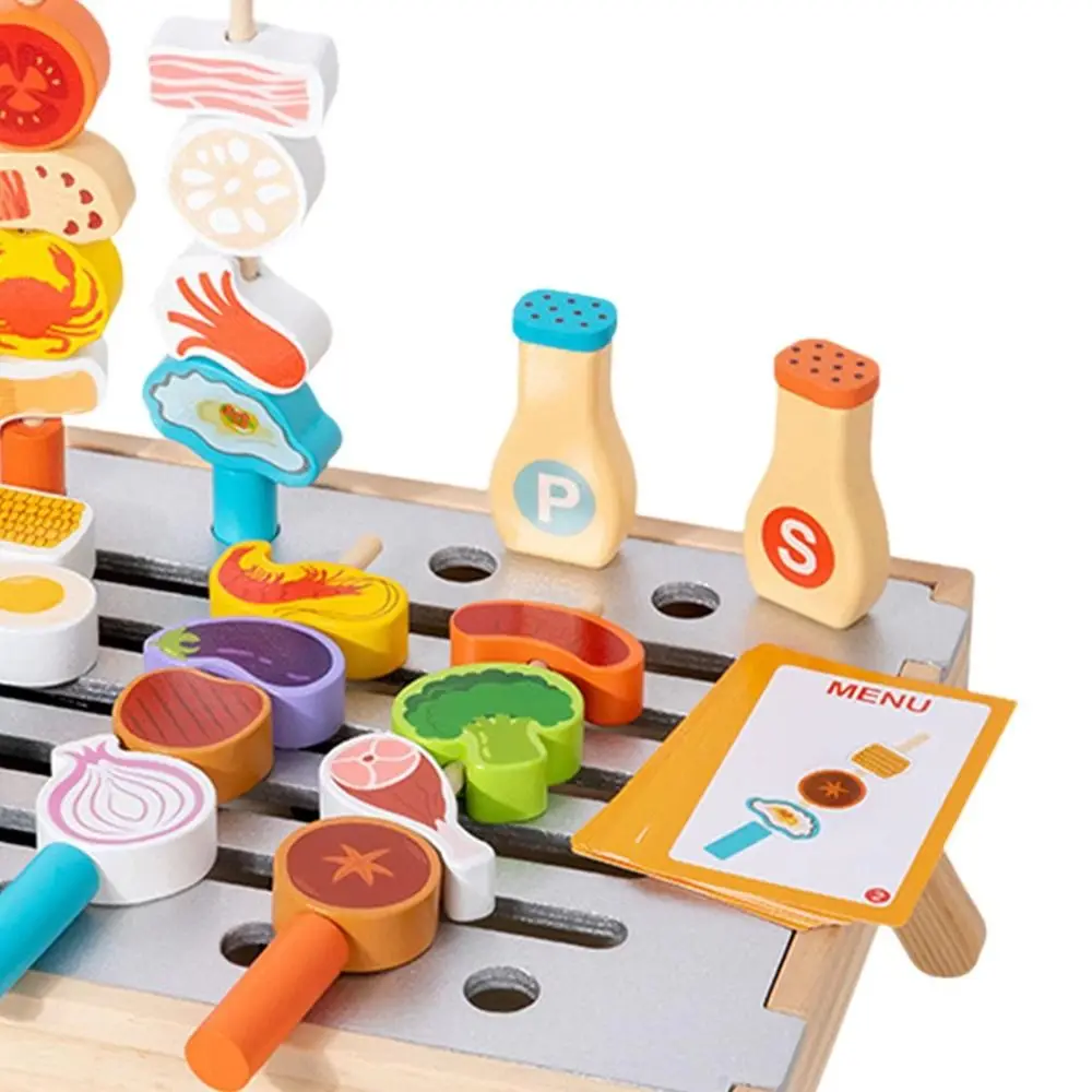 Jouets de cuisine en bois, Simulation de nourriture, ensemble de Barbecue, maison de jeu Miniature, Simulation de cuisine