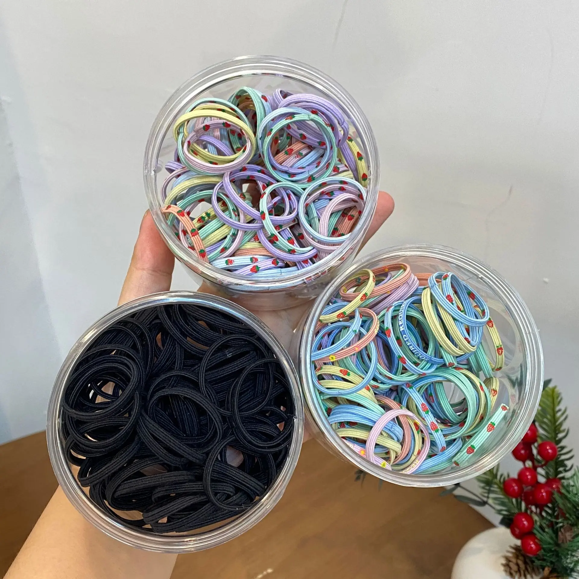 

100 Pcs New Style Children's High Elastic Hair Ties, Cute Thumb Hair Rings, Durable & Hair-Friendly Rubber Bands for Ponytails