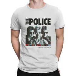 Greatest Hits Music T-Shirts for Men The Police Band Vintage Pure Cotton Tees Crewneck Short Sleeve T Shirt Original Clothing