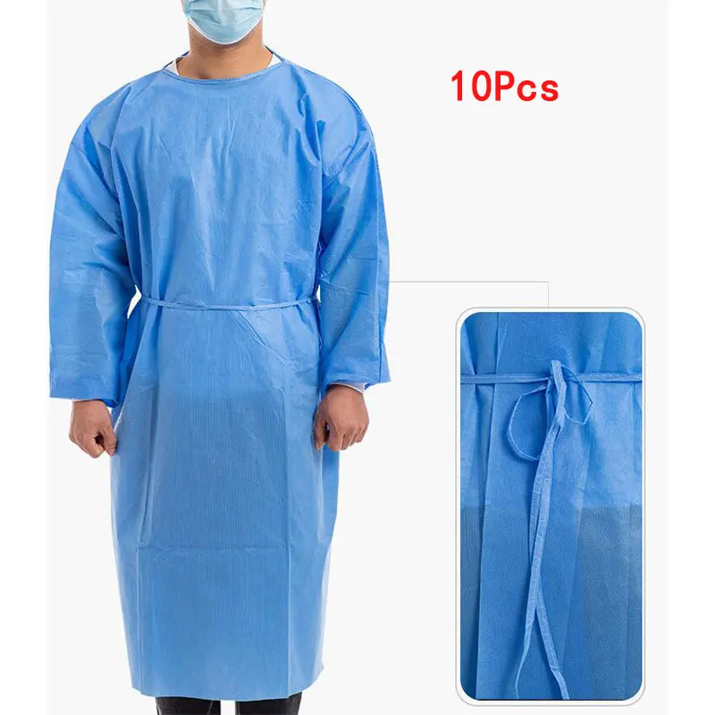 10pcs Disposable Thick Non-Woven Dust-Proof Clothes Blue Spray Paint Protective Work Isolation Clothing Nursing Labour Gown