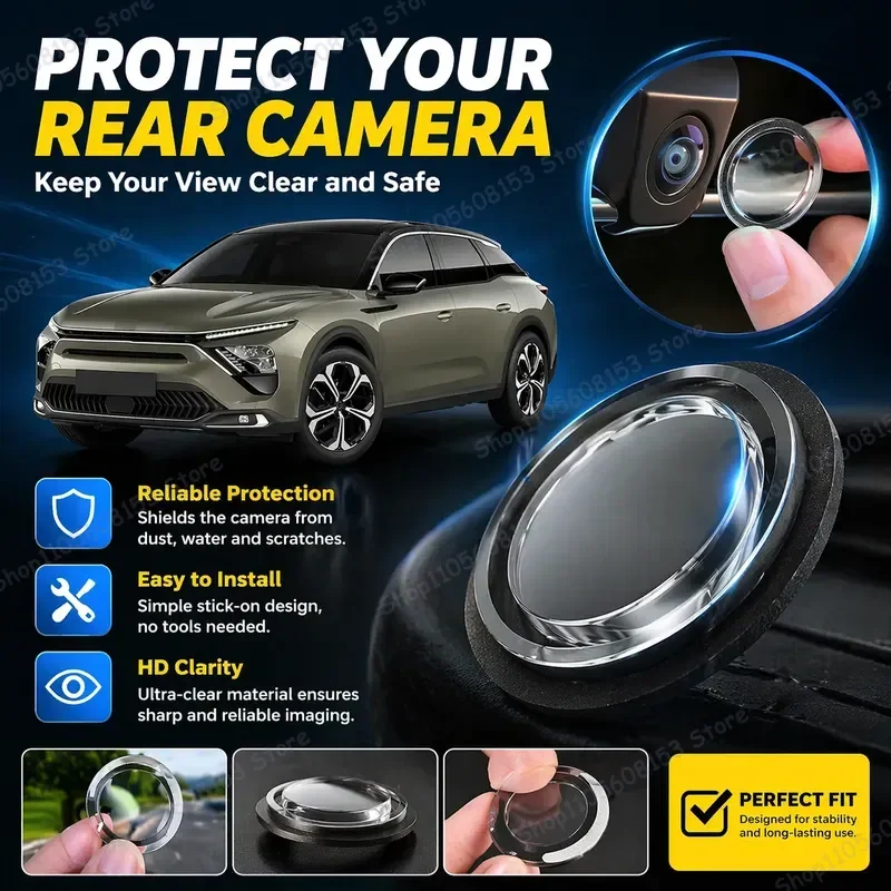 

For Citroen C5 X 2021 2022 2023 2024 2025 2026 360 Degree Reverse Camera Cover Scratch Proof PC Lens Protector Sticker Set