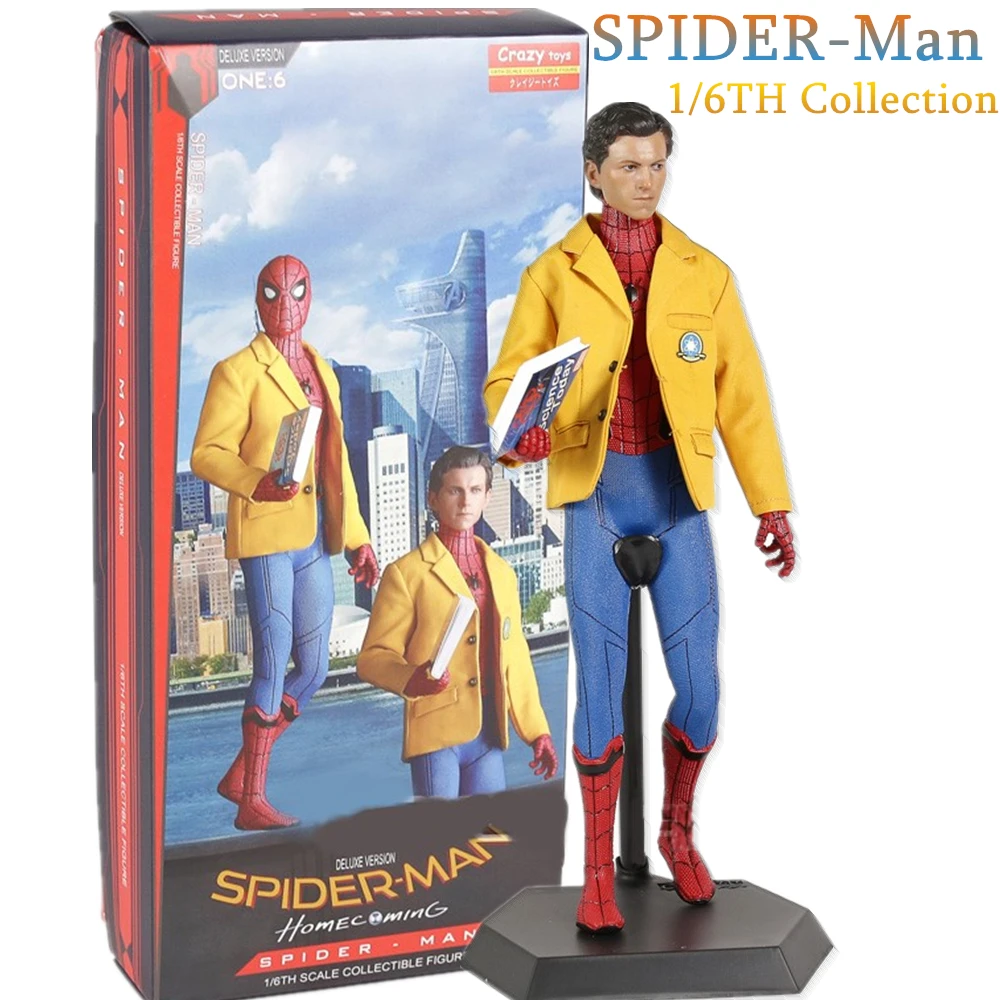 Crazy Toys Spiderman Homecoming Clothes PVC Collectible 30cm Action Figure Model Toys Joint Movable Doll Collection Desk Decor