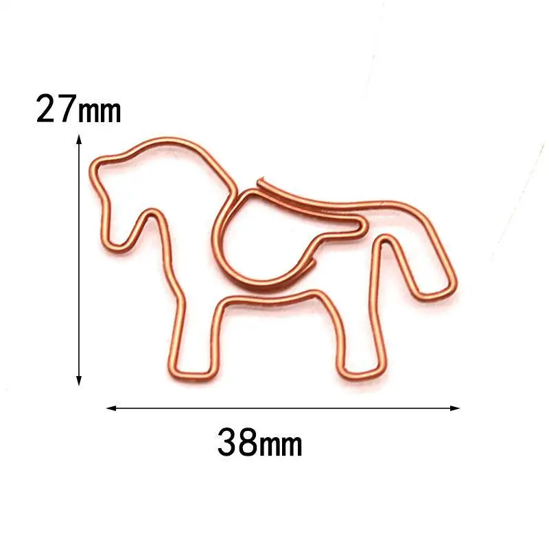 20pcs Color Pony Horse Paper Clip Creative Stationery Office School Binding Special-shaped Paper Clip Animal Papeclips
