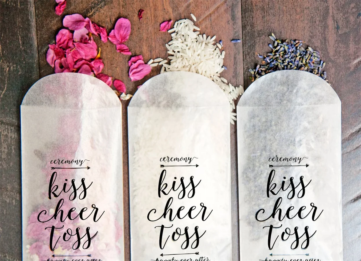 Wedding Petal Toss Glassine Envelopes - DIY Aisle Exit - Kiss Cheer Toss - Pack of 50 Small Size Bags