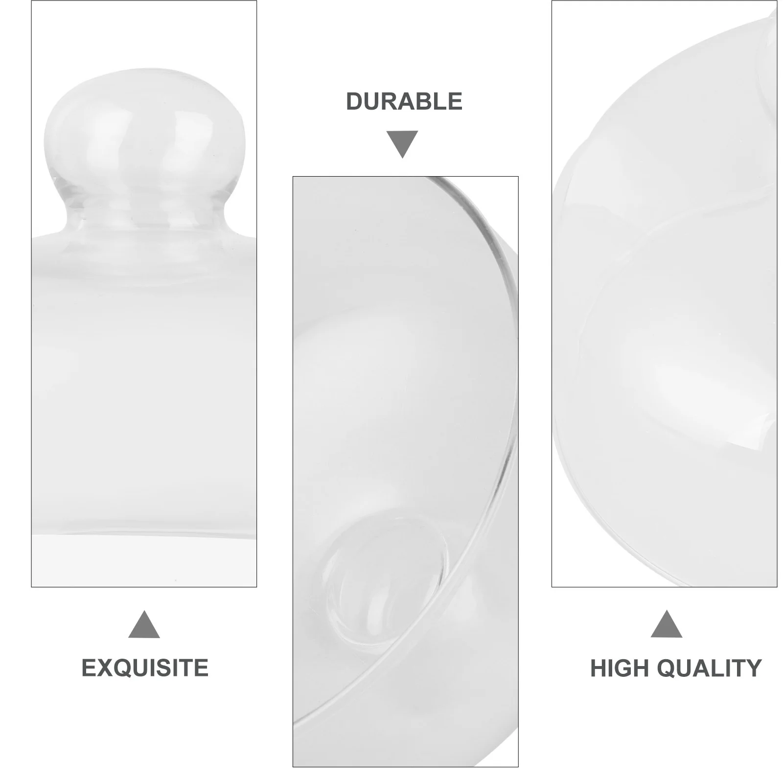 

1Pcs Glass Cake Cover Transparent Dome Lead-Free Clear Protective Food Storage Round Handle 16cm Diameter 12cm High