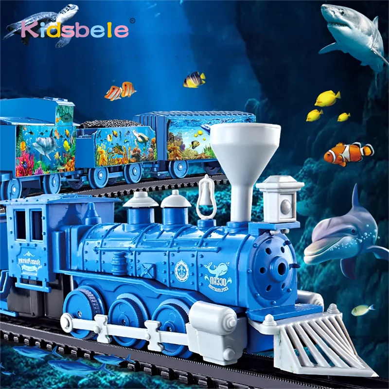 

1 Set Sightseeing Train Toys Ocean Series Interactive Toy Boys Girls Assembled Electric Ocean Animal Train Set