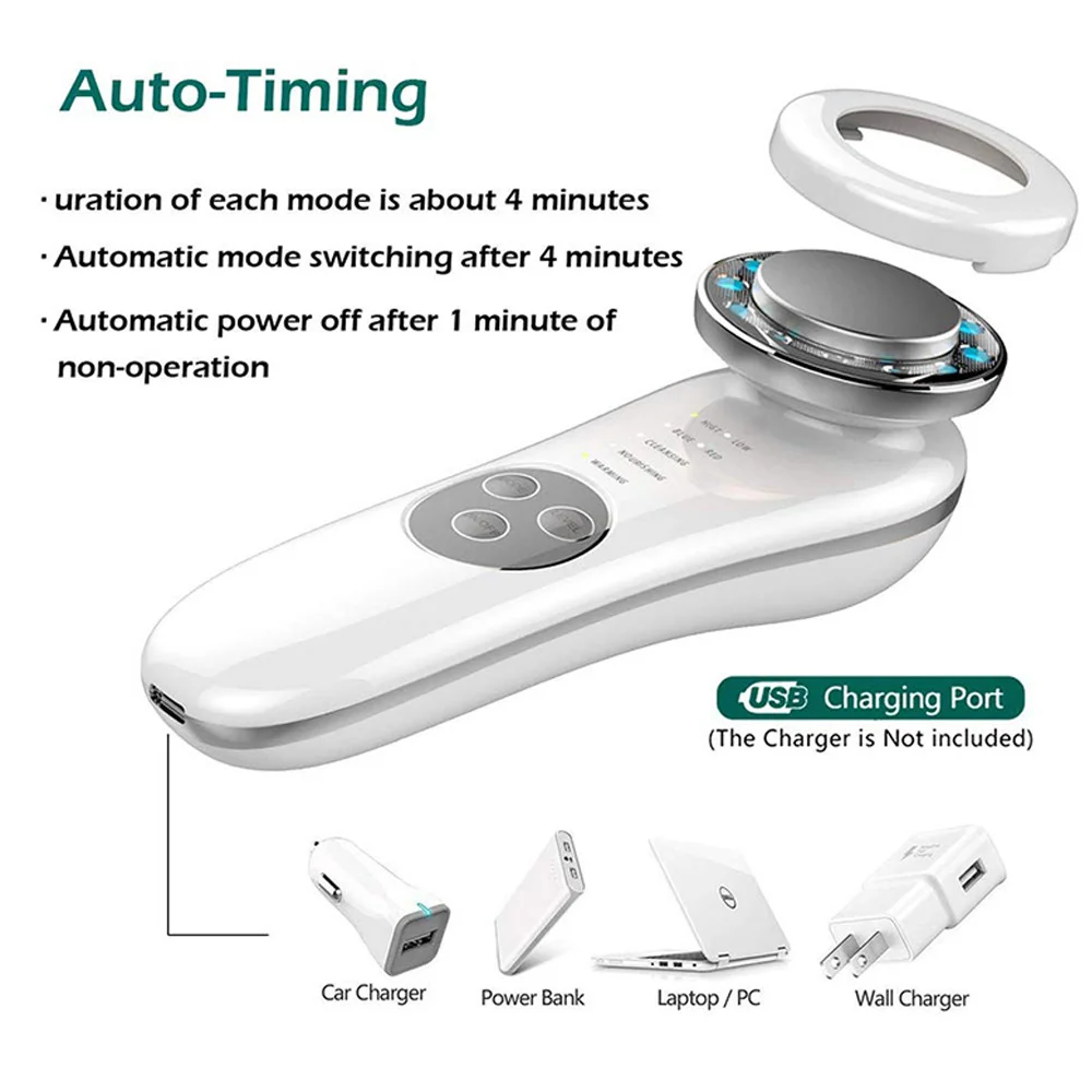 Portable Galvanic Facial Machine 7 In 1 High Frequency Face Massager Microcurrent Skin Firming Machine Skin Improve Roller Tools