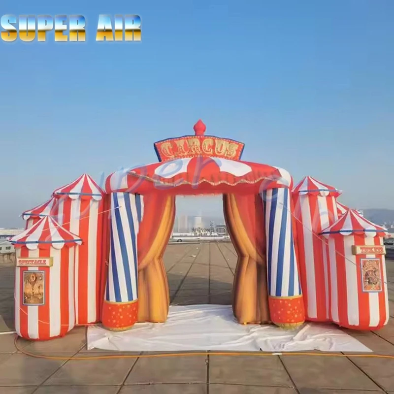 Hochwertiger roter aufblasbarer Zirkusbogen für Karnevalsveranstaltungen für kommerzielle Aktivitäten
