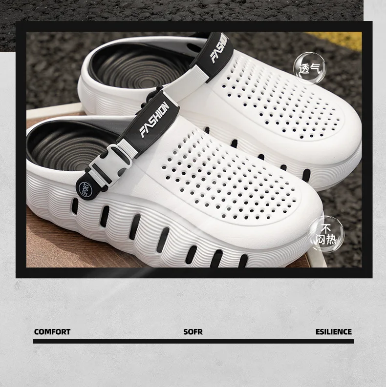 2026 Neue Herren-Lochschuhe, Rutschfeste EVA-Hausschuhe mit Weicher Sohle, Zweifach Tragbar, Coole Slipper, Atmungsaktive Sommer-Outdoor-Strandschuhe – Detail 5