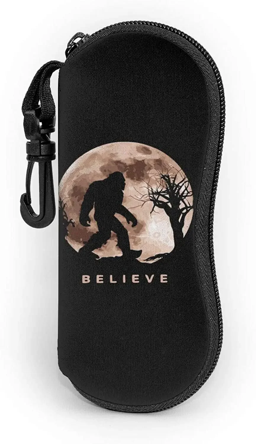 Bigfoot Eyeglass Case Sunglasses Soft Cases Ultra Light Portable Neoprene Zipper with Belt Clip for Men Women Kids