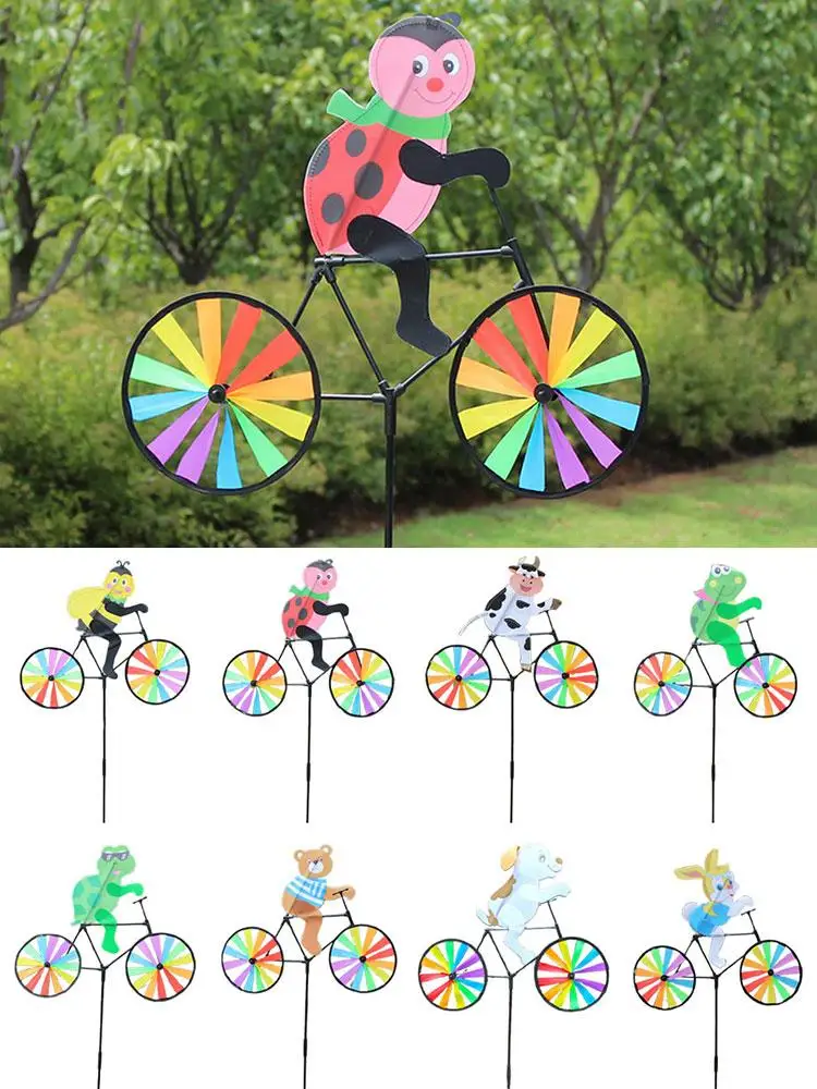 AliExpress Rabbit Bee Tiger On Bike DIY Windmill Animal Bicycle Lawn Gadgets Outdoor Whirligig Spinner Kids Wind Decorative Garden Toy L1X4