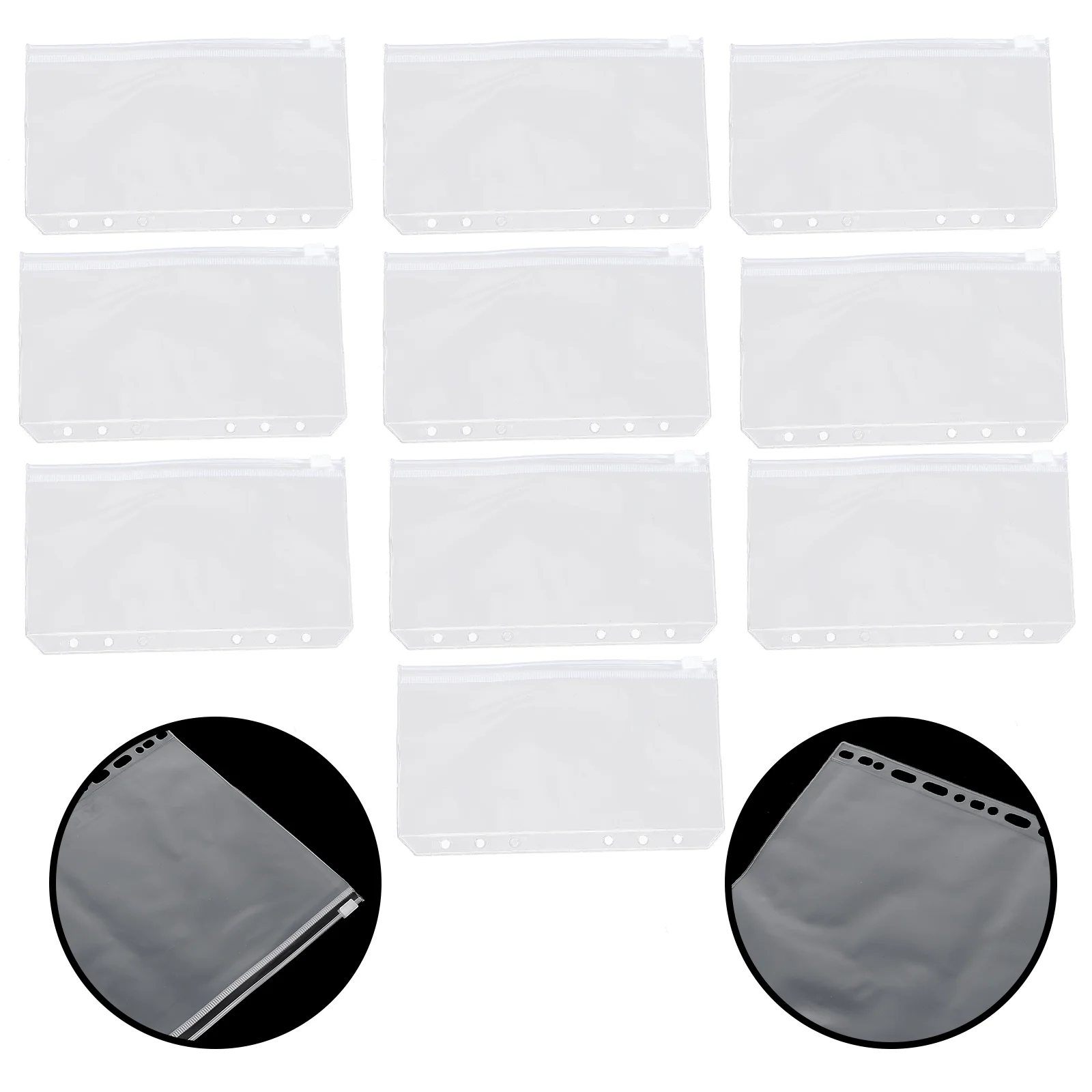 

10 Pcs PVC Clear Zipper Pouches Lightweight Office Study Accessories Business Cards Name Cards Notes Receipts Tickets