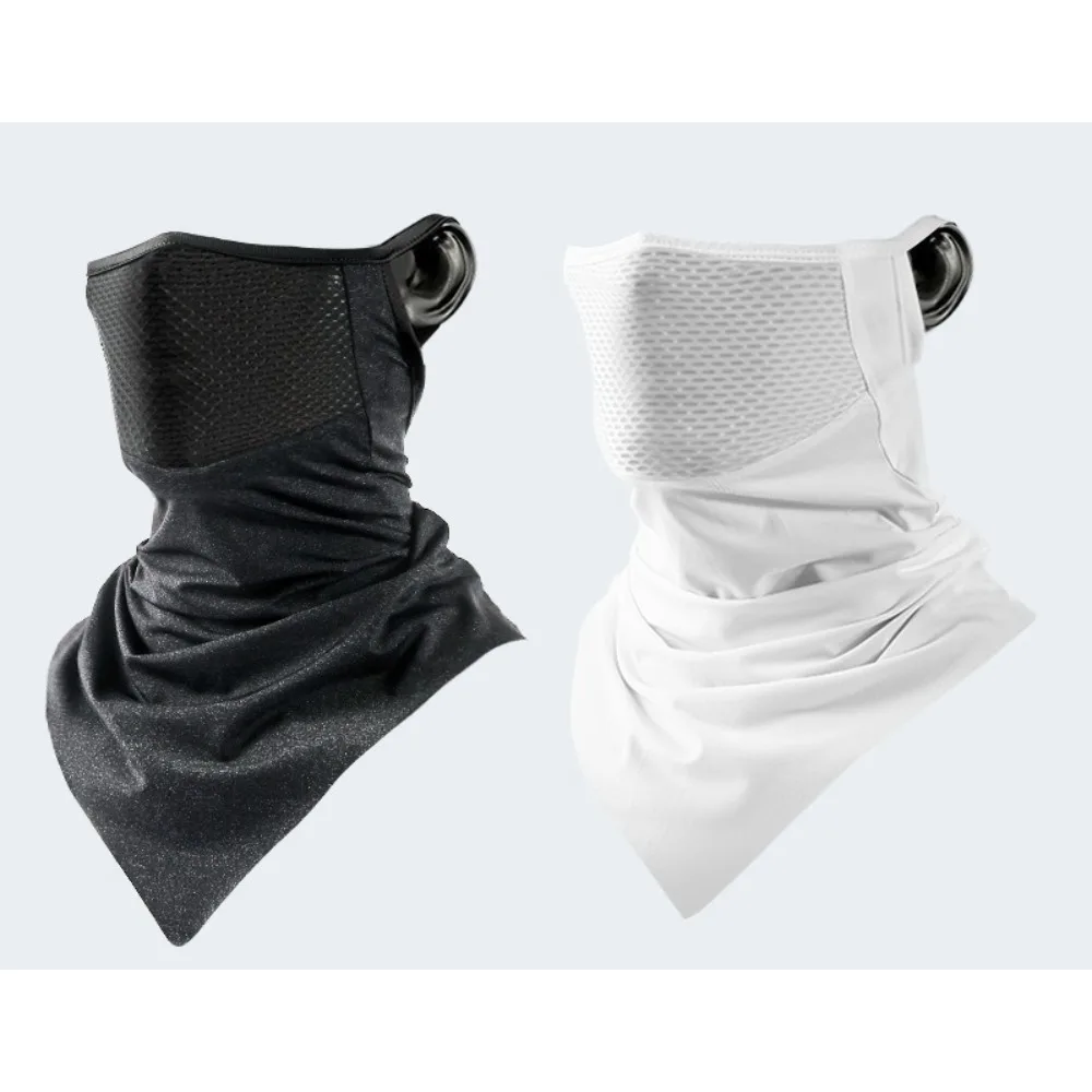 

Fanceey Summer Ice Silk Sunscreen Mask Men's Cycling UV Protective Breathable Mesh Sports Ear Hanging Triangle Magic Scarf