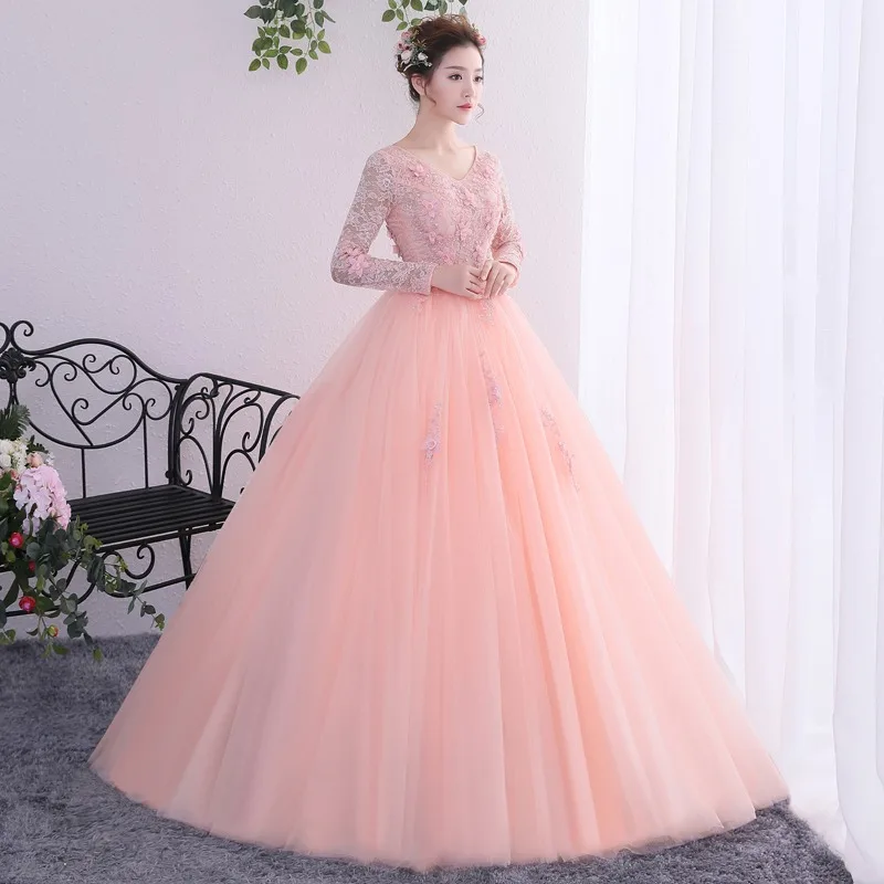 Elegant Full Sleeves 15 Quinceanera Dresses with Appliques Women's Graduation Dresses Evening Party Dress Prom Gown