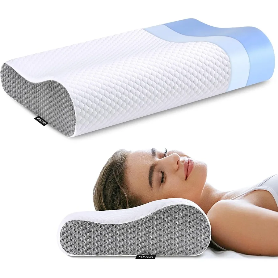 

Ergonomic Memory Foam Neck Pillow for Pain Relief During Sleep: Supports Cervical Spine and Reduces Shoulder Tension Ideal for