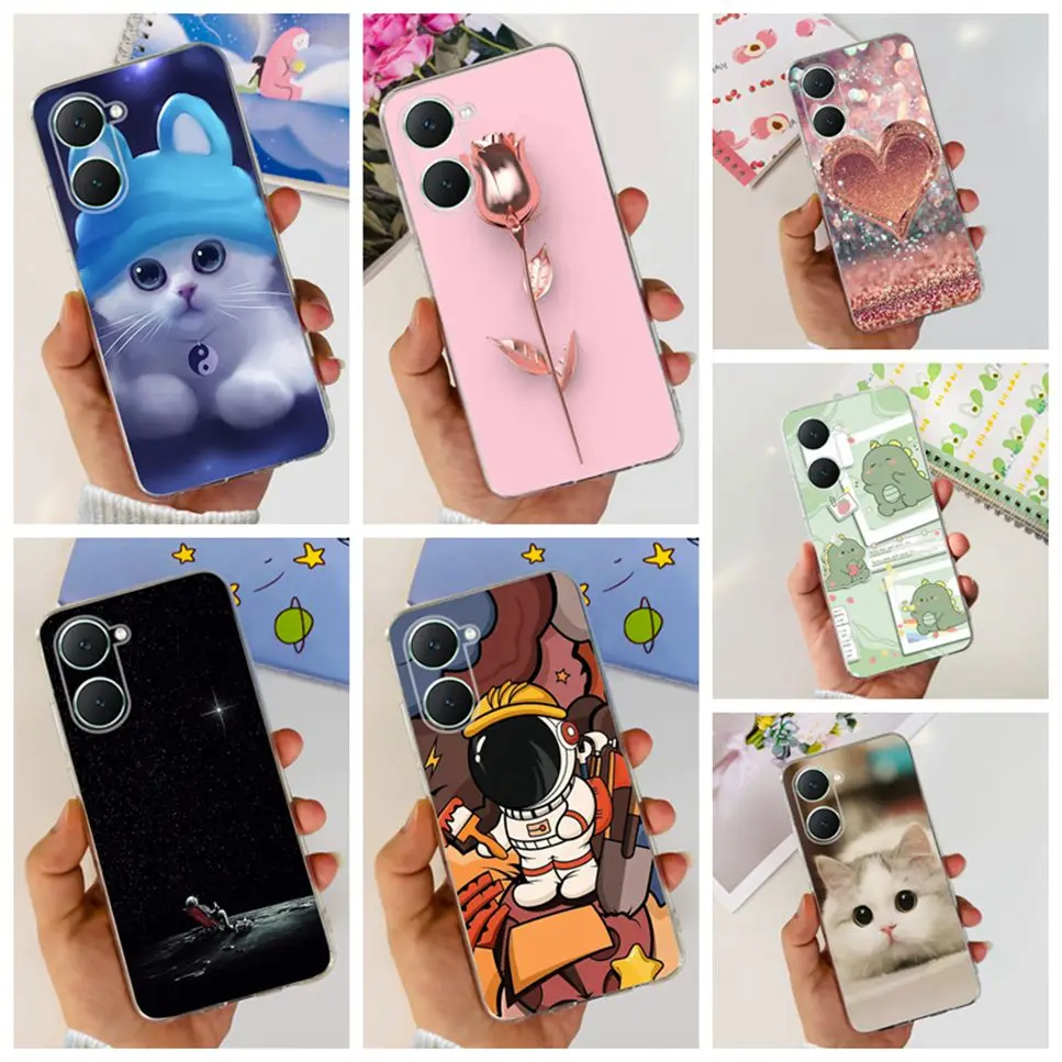 New For vivo Y03 V2332 Case Fashion Astronaut Luxury Flower Soft Silicone TPU Cover For VIVO Y 03 Y03 4G Shockproof Phone Case