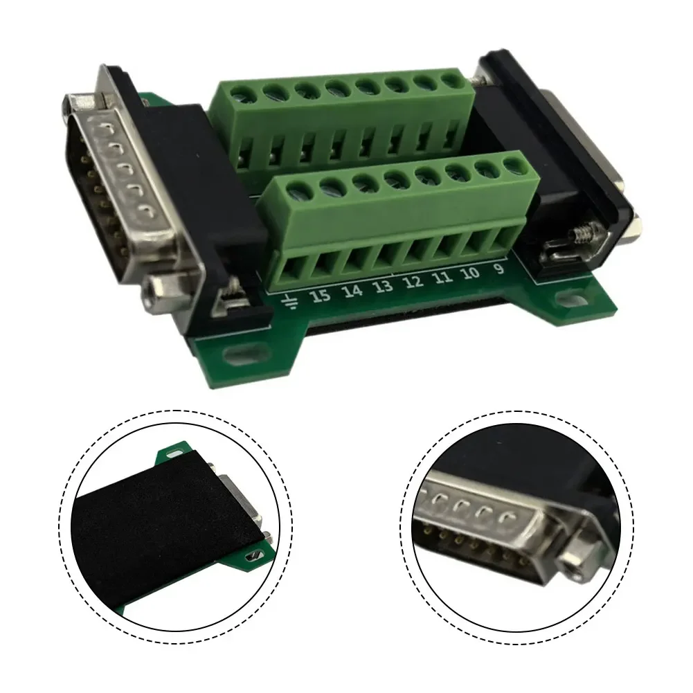DB15MF-A Terminal Block Adapter Board Featuring Solderless Male Female Connectors for Electronic and Field Wiring