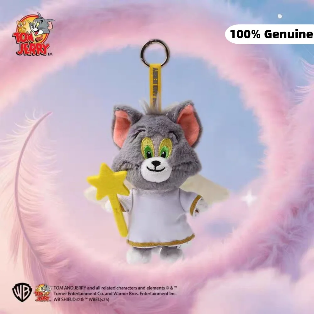 Oryginalna pluszowa maskotka Tom i Jerry z anime, seria Kawaii Diabeł i Anioł, breloczek, ozdoba do plecaka, zabawka, prezent świąteczny dla dziewczynek.