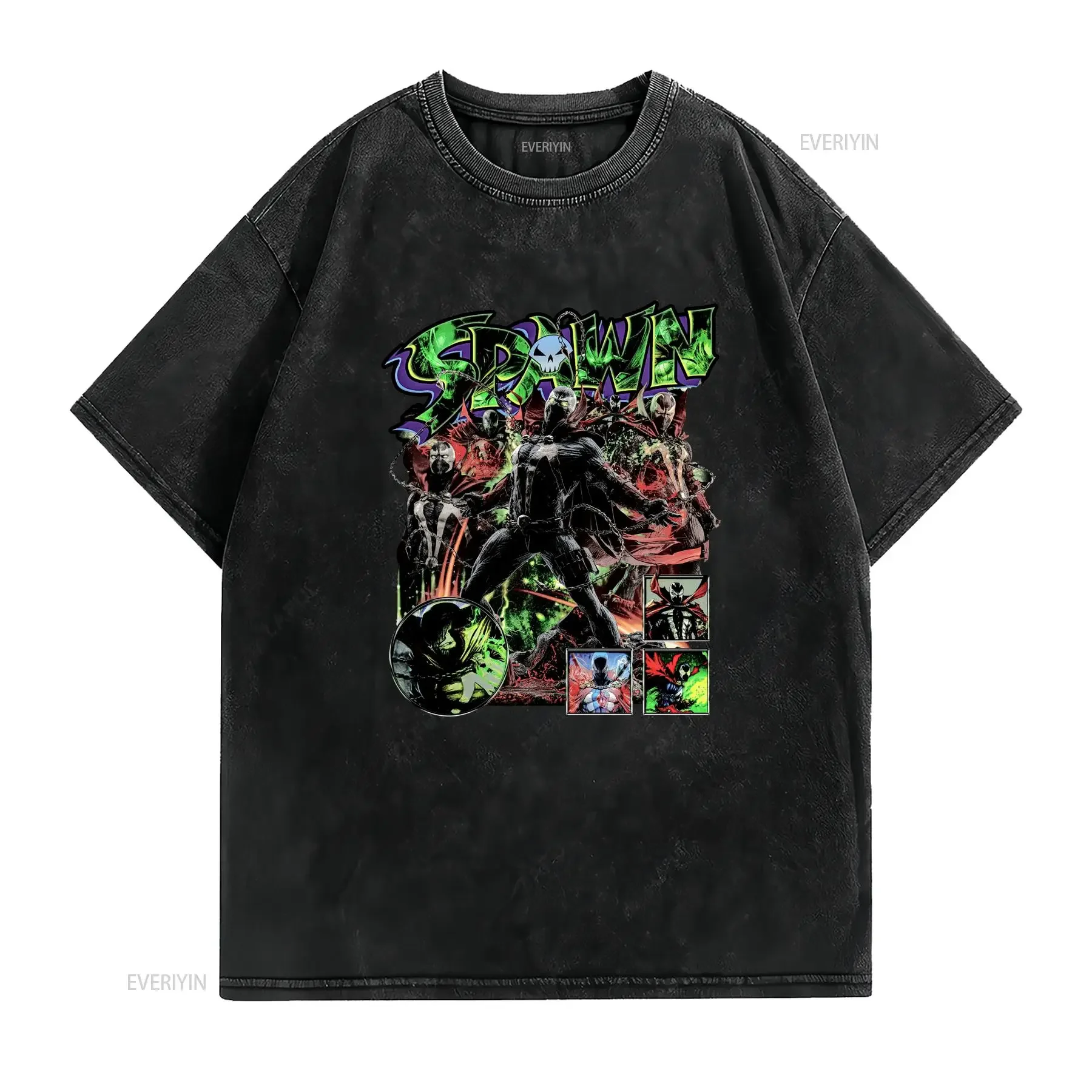 Spawn 90s Movie Classic Retro Vintage design T Shirt Washed Versatile streetwear Soft Comfortable Top For Everyday Wear