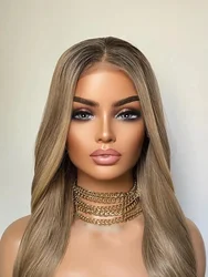 Bronde Wig With Dark Roots Synthetic Wig Wavy Hair Wig Ready To Ship Wigs Hight Density Pre Plucked For Women Daily Party Use
