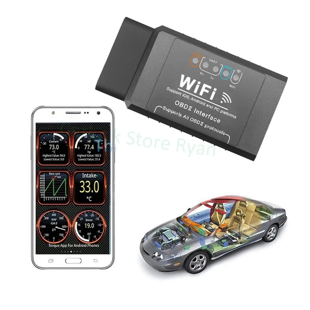 OBD2 WIFI ELM327 V 1.5 Scanner for iPhone IOS /Android Auto OBDII OBD 2 ODB II ELM 327 V1.5 WI-FI Code Reader Diagnostic Tool