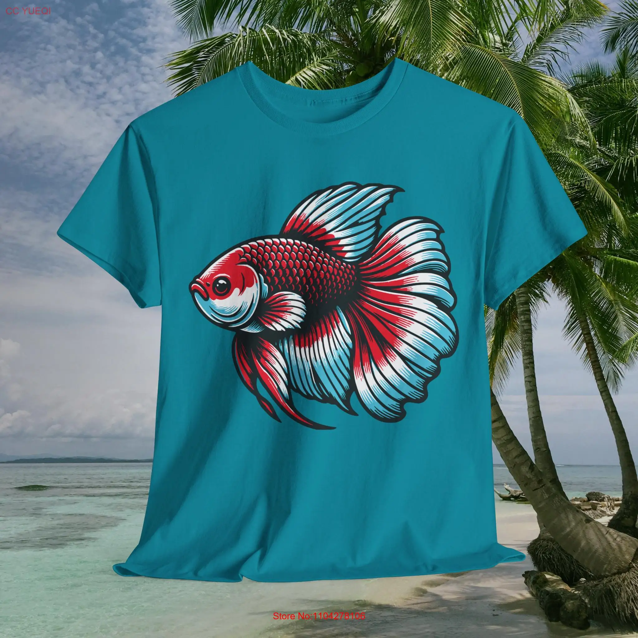 

T shirt Fish colorful summer unisex tropical long or short sleeves