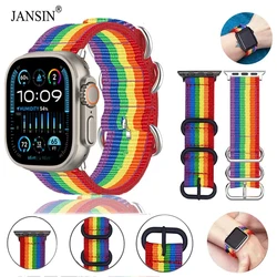 Rainbow Nylon Strap For Apple Watch Ultra 3 2 1 49mm Series 11 10 9 8 7 6 46mm 42mm 41mm 45mm Bracelet For iWatch SE 3 40mm 44mm