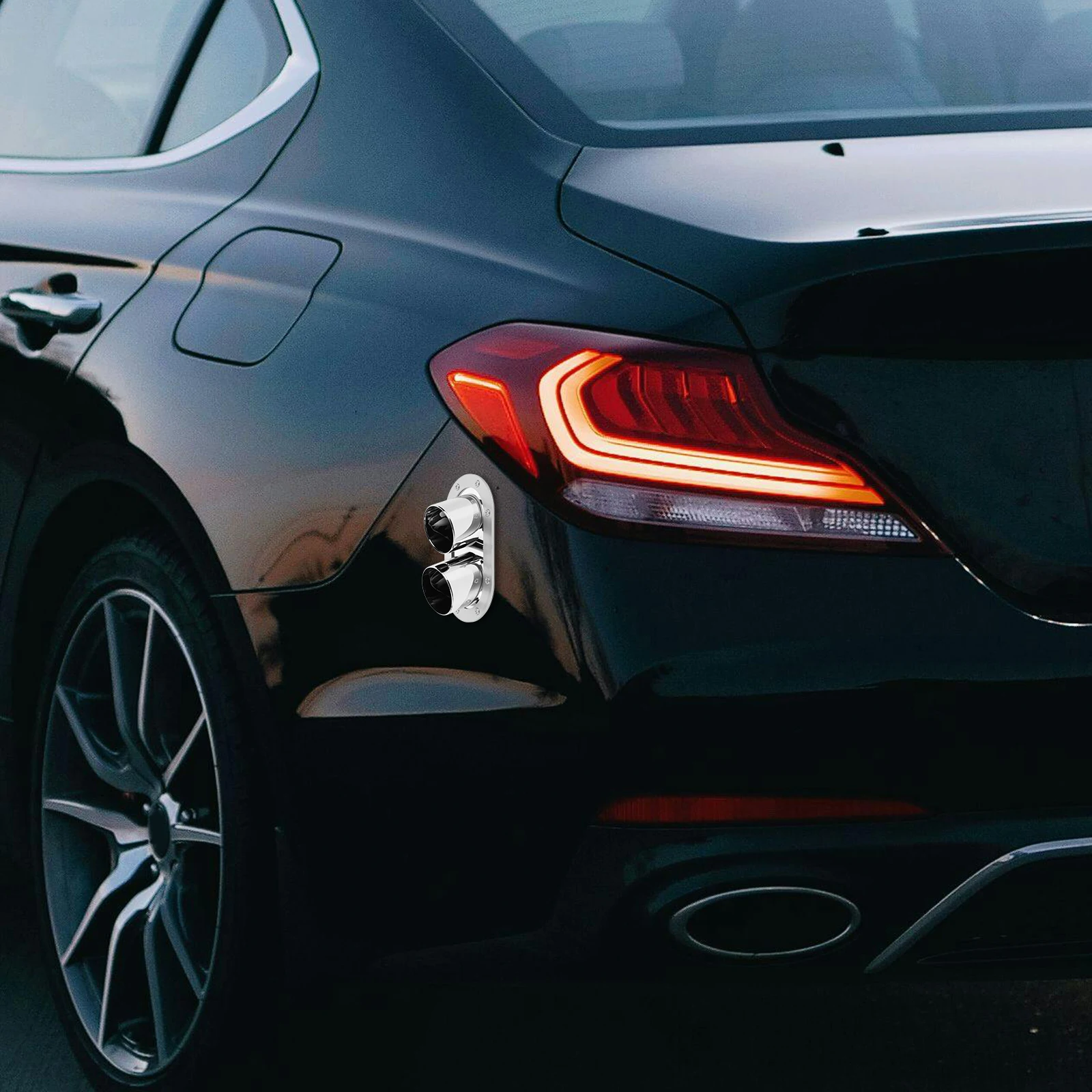 

Anti Collision Rubber Decorative Strip Bumper Fake Exhaust Tube Abs Plastic Universal Car Muffler Sticker