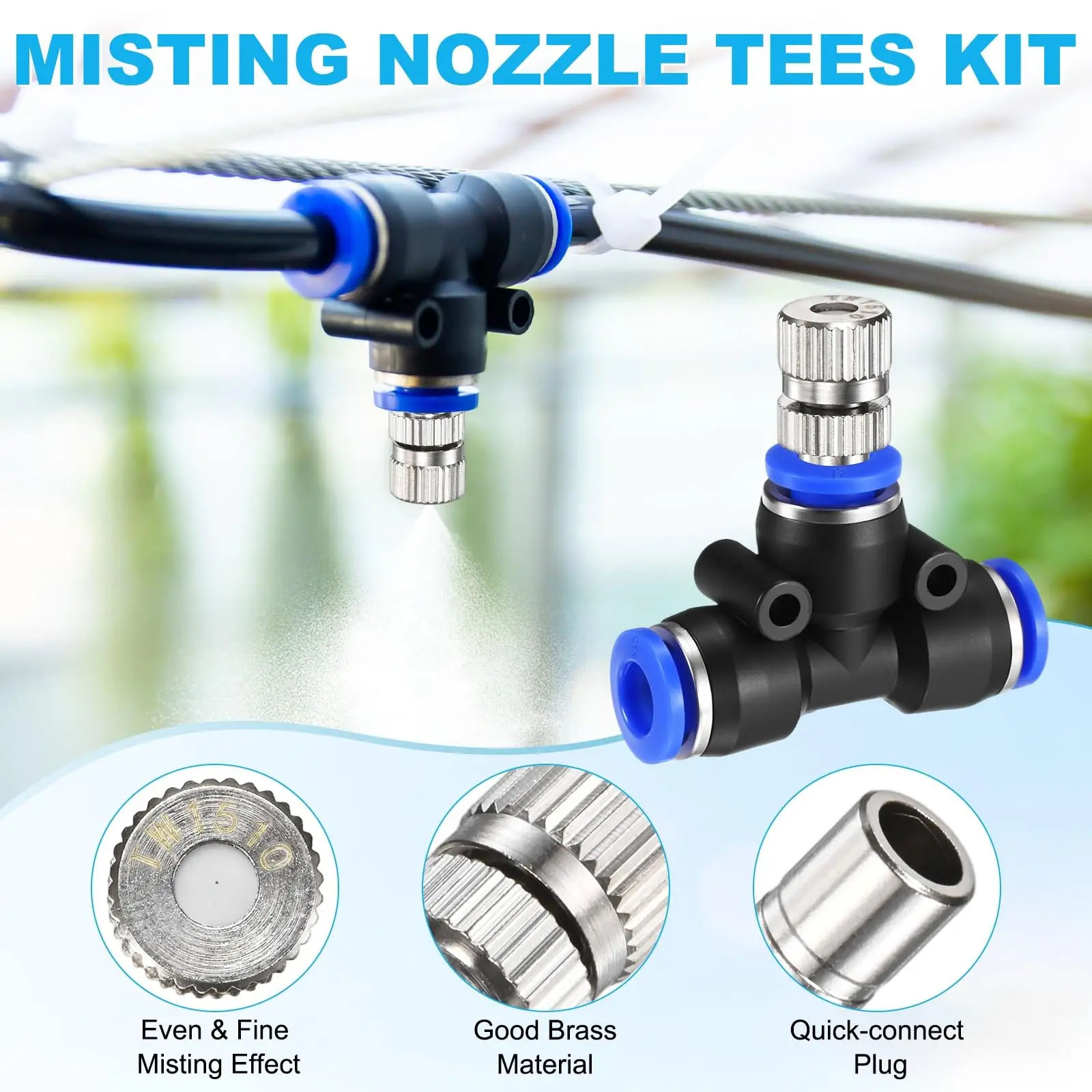 5Pcs Misting Cooling System Atomizing Nozzles Low Pressure 6mm Pneumatic Fitting Pipe Connector Garden Tools Water Fog Sprayer
