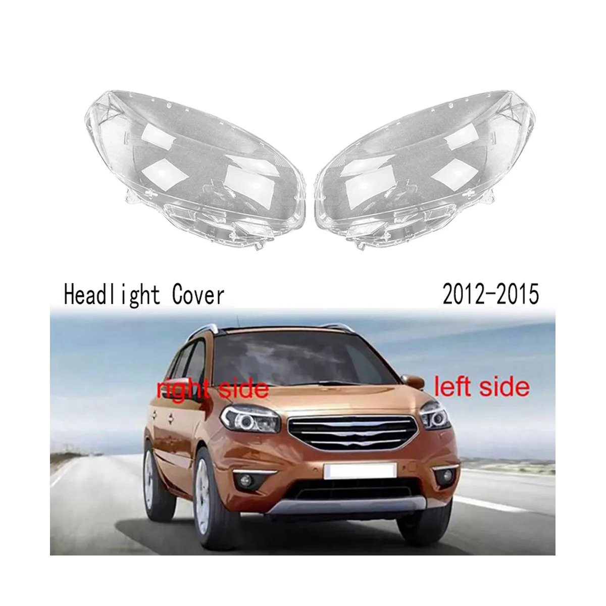 

Left Headlight Shell Lamp Shade Transparent Lens Cover Headlight Cover for Renault Koleos 2012-2015