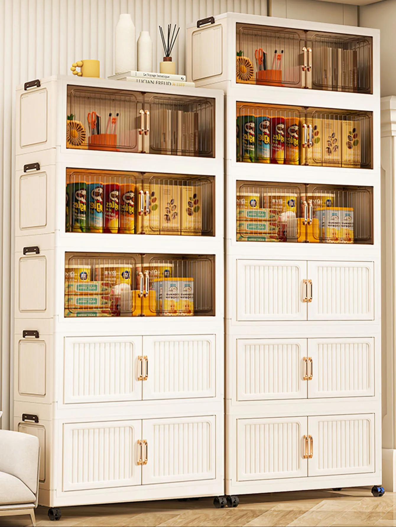 

Многофункциональный шкаф для хранения в помещении с двойными дверцами, многослойный утолщенный дизайн для дома, гостиной, разные товары