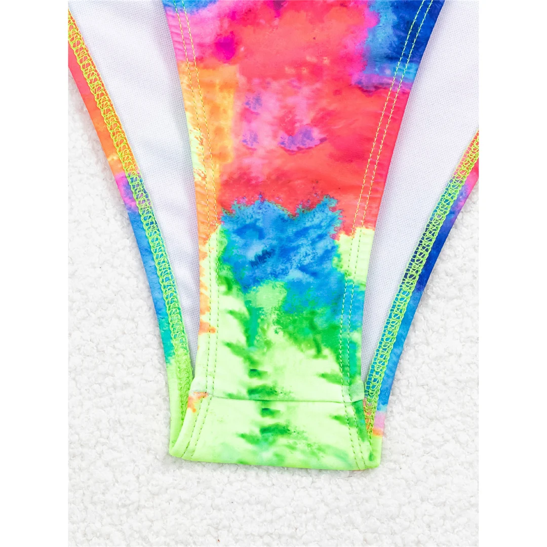 Sexy bedruckter Tie-Dye-Bikini mit Neckholder, brasilianischer Bikini, Damen-Badeanzug, zweiteiliges Bikini-Set, Badebekleidung, Badeanzug, Schwimmkleidung V6313 – Detail 8