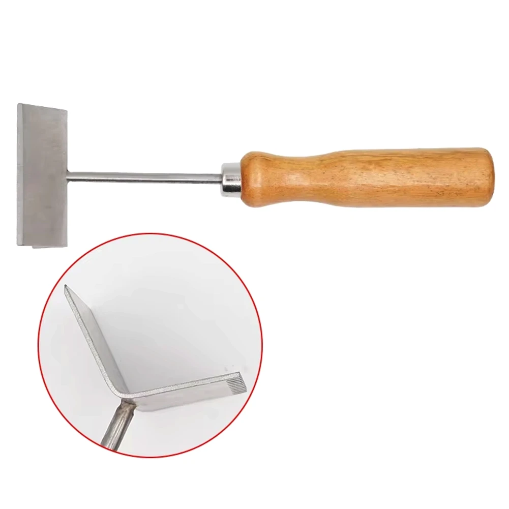 

T02C!Beekeeping Shovel,Stainless Steel Queen Bee Excluder Beehive Frame Cleaning Shovel With Wooden Handle Beekeeper Supplies