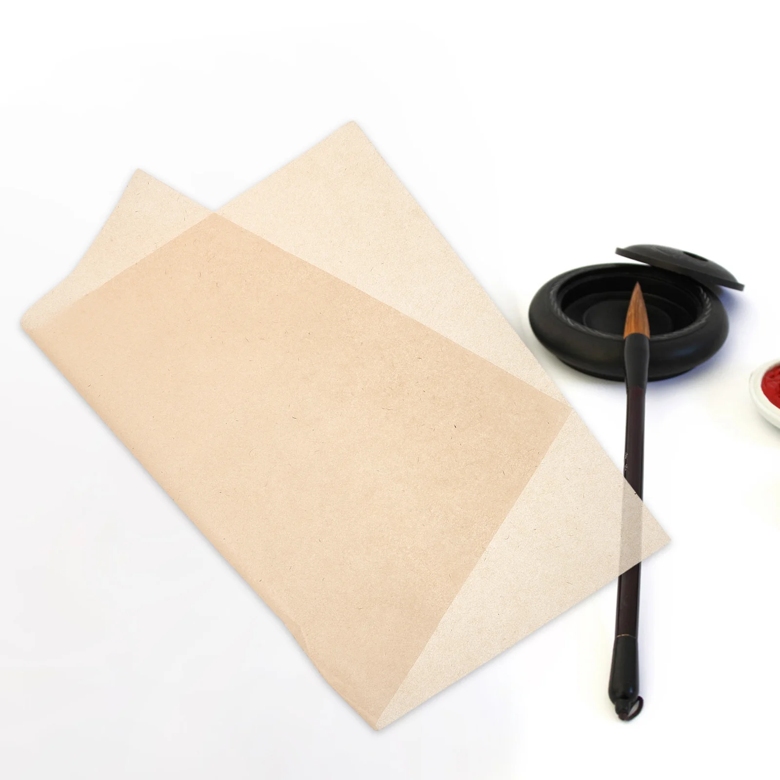 50Pcs Traditional Calligraphy Xuan Paper Semi Raw Handmade Rice Paper for Calligraphy Painting Practice