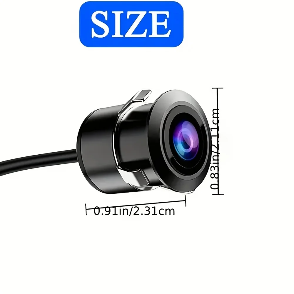 18.5mm Car Rear View Flush Mount Backup Camera Night Vision Wide Viewing Angle Universal 480P HD for Vehicles, 12V Car Camera