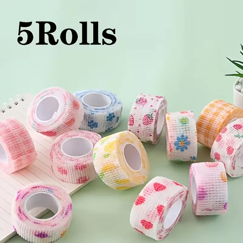 5 Rollen / 10 Rollen (Farbe zufällig) Fingerbandagen, selbstklebendes, atmungsaktives Sporttape, elastische Bandagen aus Vliesstoff – Detail 7