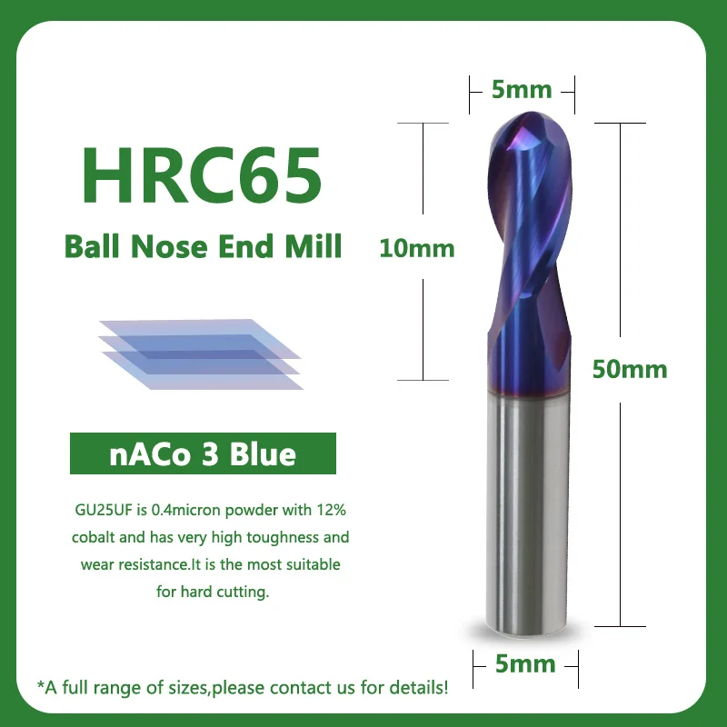 SENO CNC Tools 2 Flutes HRC65 Carbide Ball Nose End Mill Tungsten Steel Router Bit Milling Tool R0.5 4mm 6mm 8mm Carbide Cutter