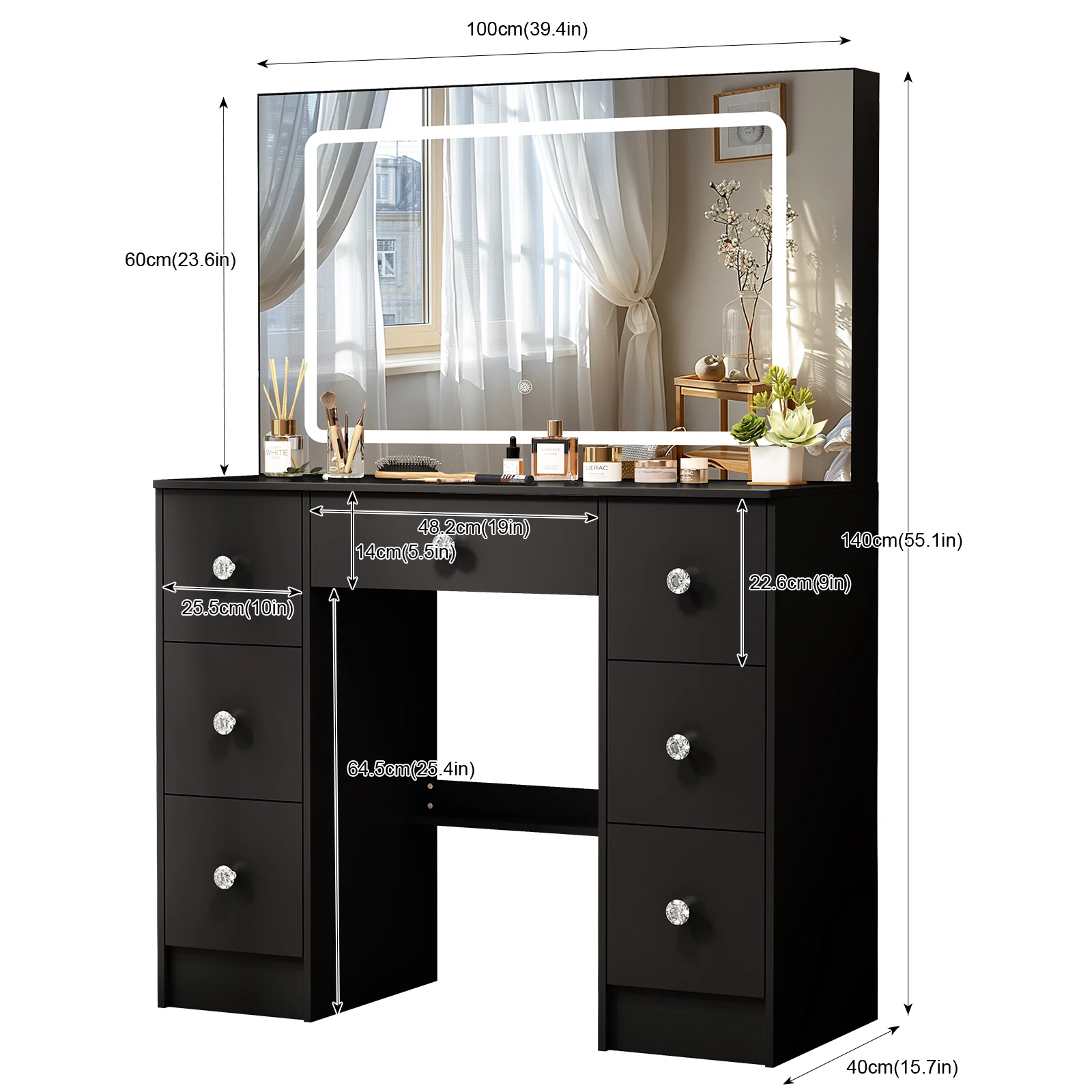Mesa de Maquiagem Preta com Es - Home Decor Lighting Brands avaliação e preço