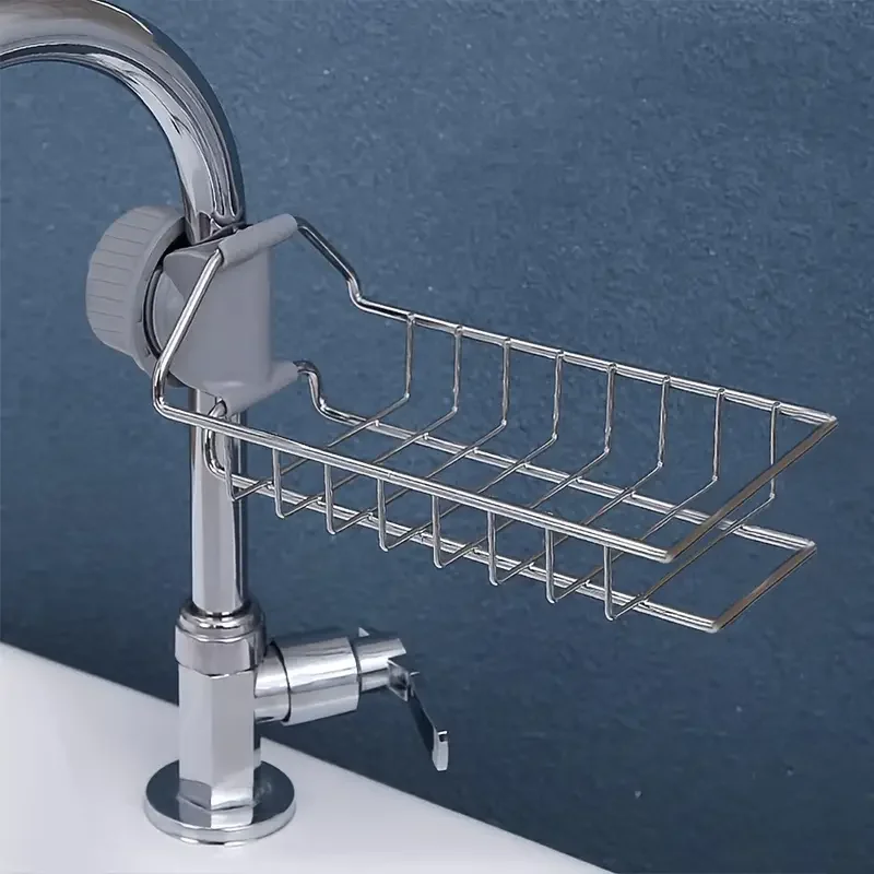 صنبور المطبخ الإسفنج دعامة من الفولاذ المقاوم للصدأ دش رف صندوق الصابون بالوعة تخزين الرف لتخزين الحمام إسفنجة مطبخ فرشاة الصابون