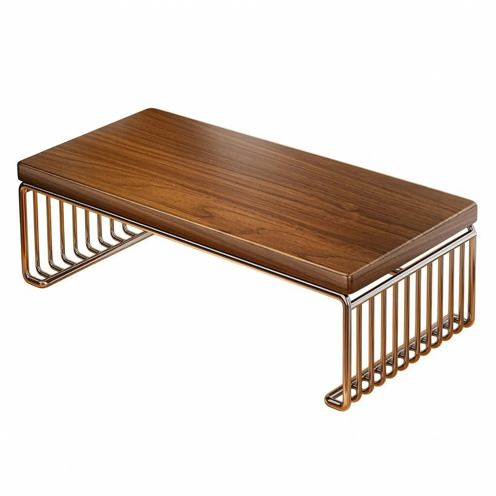 Desktop Riser with Open Storage Stable Walnut-Tone Computer Screen Shelf Space-Saving Wood-Top Computer Screen Stand for Home