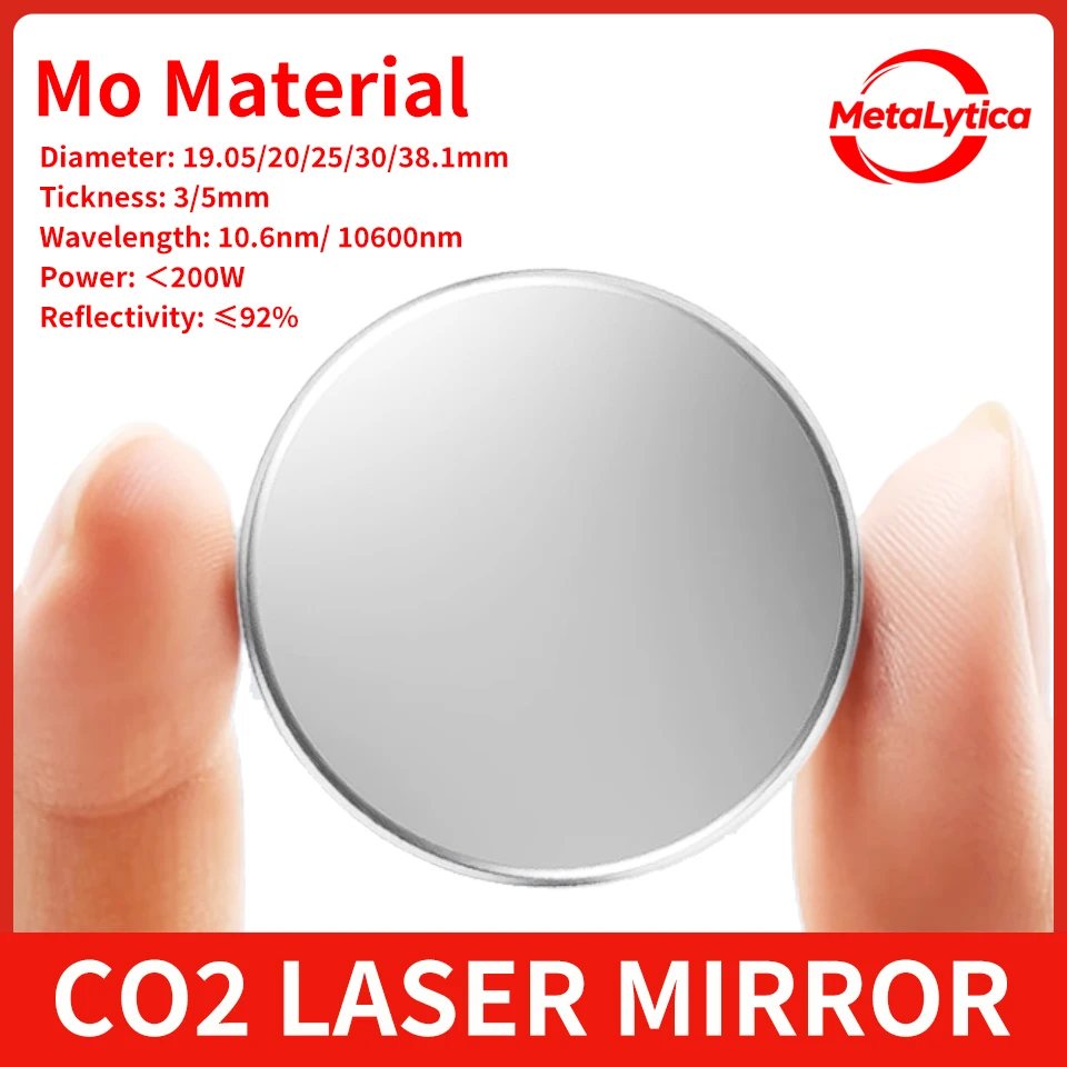 MetaLytica Laser Mo Radiating Mirror CO2 High Power Reflector For Laser Cutting Machine Dia.25/30/38.1mm Reflective Accessories