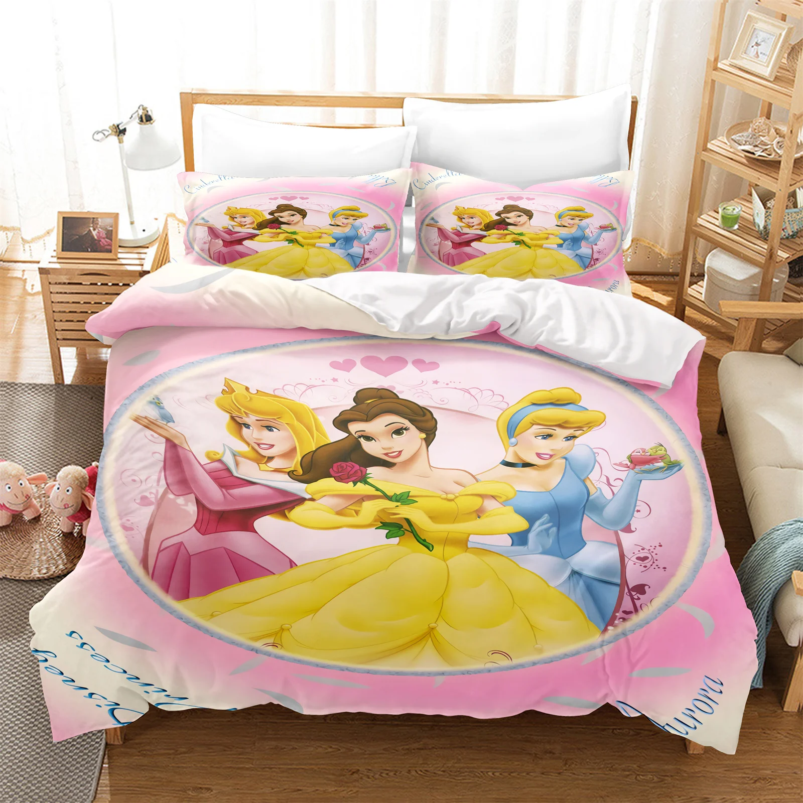 

Disney Princess Duvet Cover Anime Cute Printed Pillowcase Set Adult Children Comforter Bedding Home Fashion Boys Girls