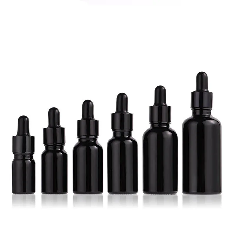 

Frosted Black Glass Dropper Bottle Essential Oils 5ml to 100ML Matte Glass Dripper Portable Refillable Travel Bottle