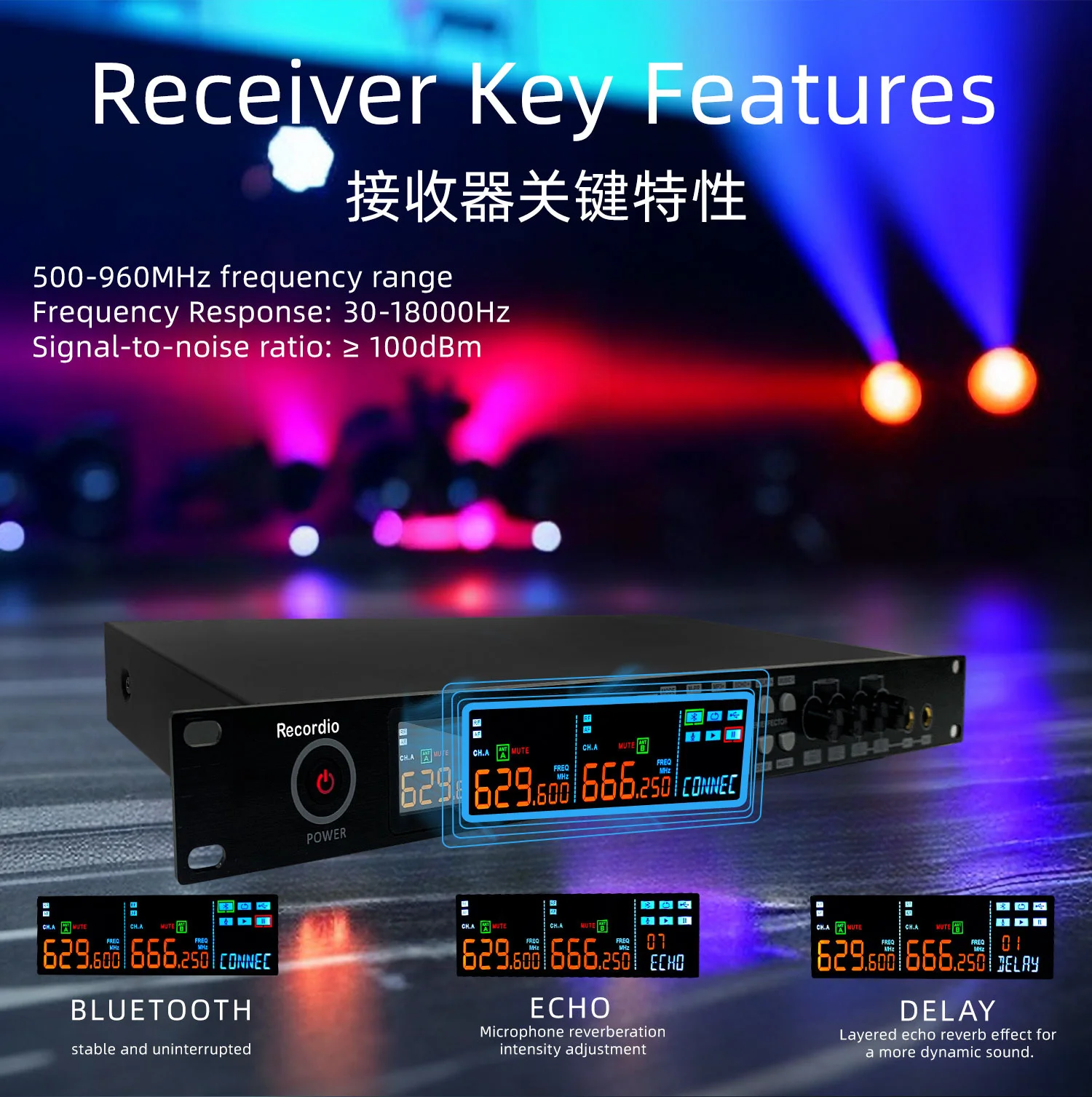 GAW-Q450 2 Channel Wireless Microphone System UHF Wireless Mic Balanced Conference Microphone for Church Stage Performance