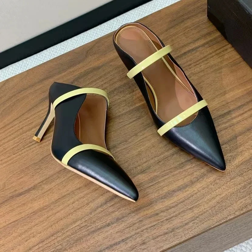 2025 FANGXITING اليدوية سلسلة حبة ماري جينس المفتوحة تو كعب مسطح امرأة النعال شباشب لخارج المنزل الشاطئ الشرائح البغال الوجه يتخبط #3