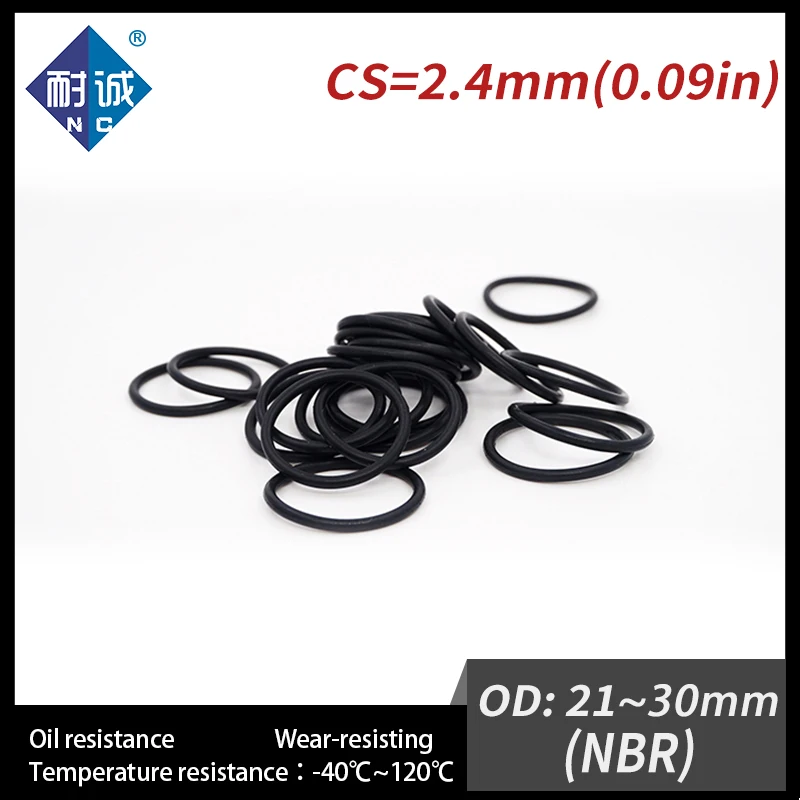 20 PCS / Lot Nitrile Rubber Black NBR 70A O-ring Thickness CS 2.4mm OD 21/22/23/24/25/26/27/28/29/30*2.4 O Ring Gasket Oil